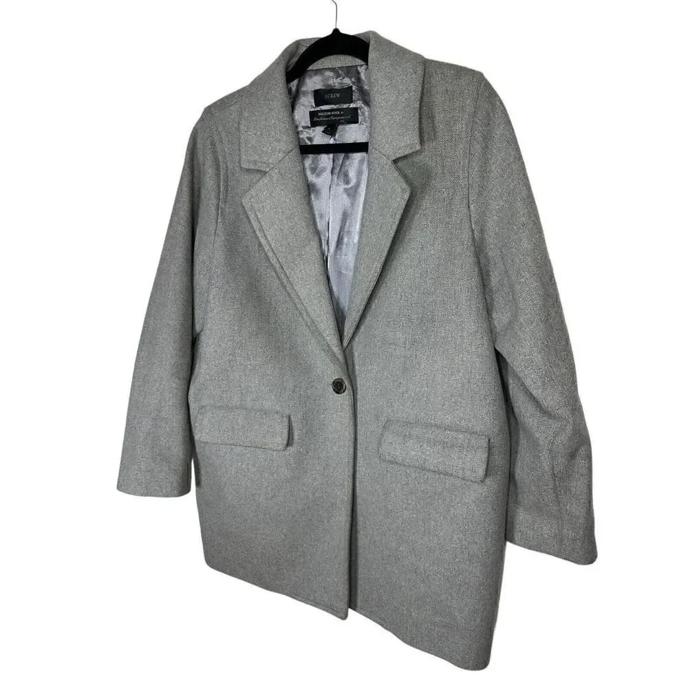 J. Crew Woman Grey Wool Melton Boyfriend Coat A8907 Sz 8 - Picture 4 of 12